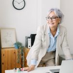 Retirement-ready woman leaving the office
